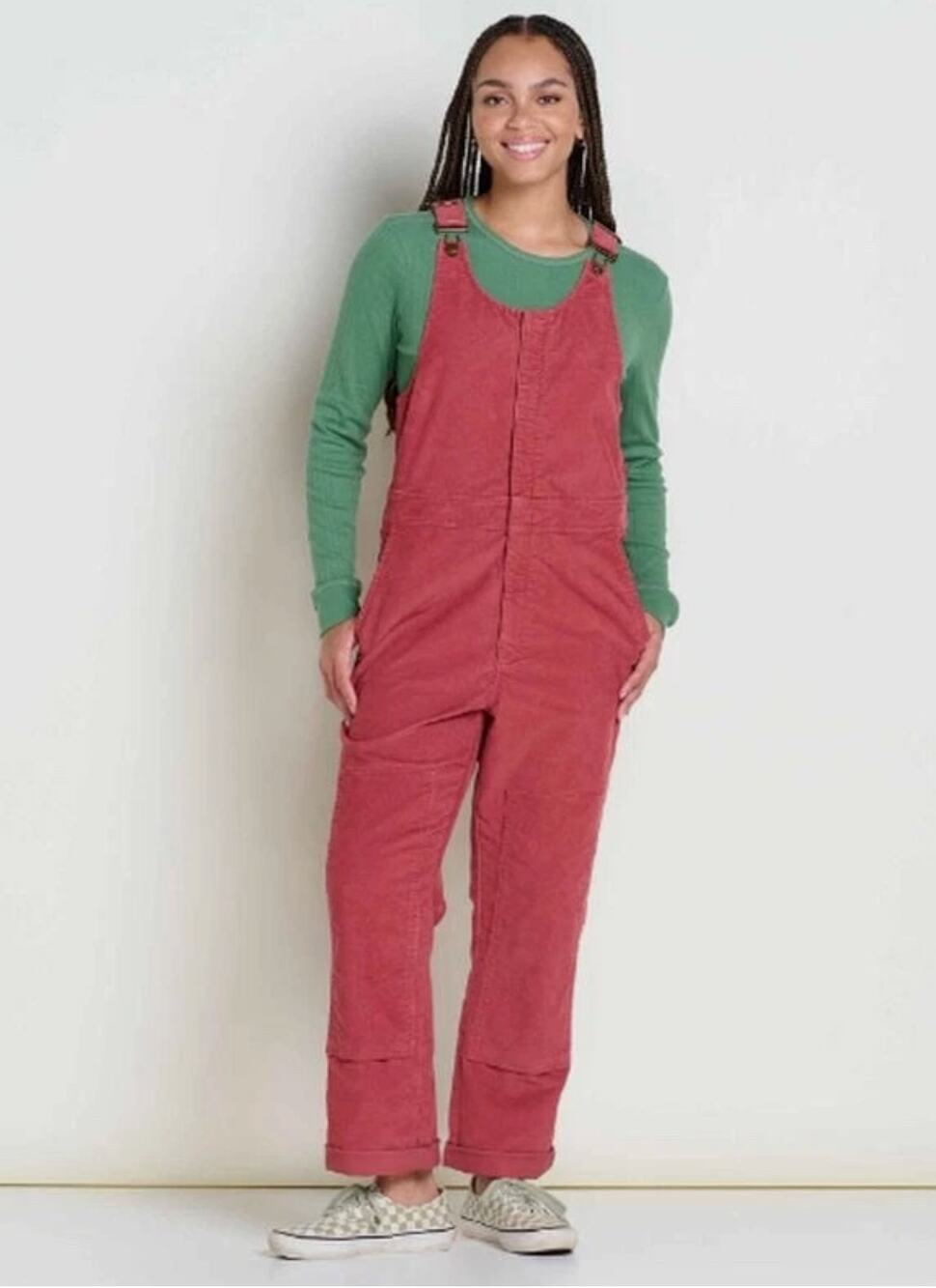 Toad & Co Womens S Coral Orange Coaster Overall Corduroy Jumpsuit Full Zip 140